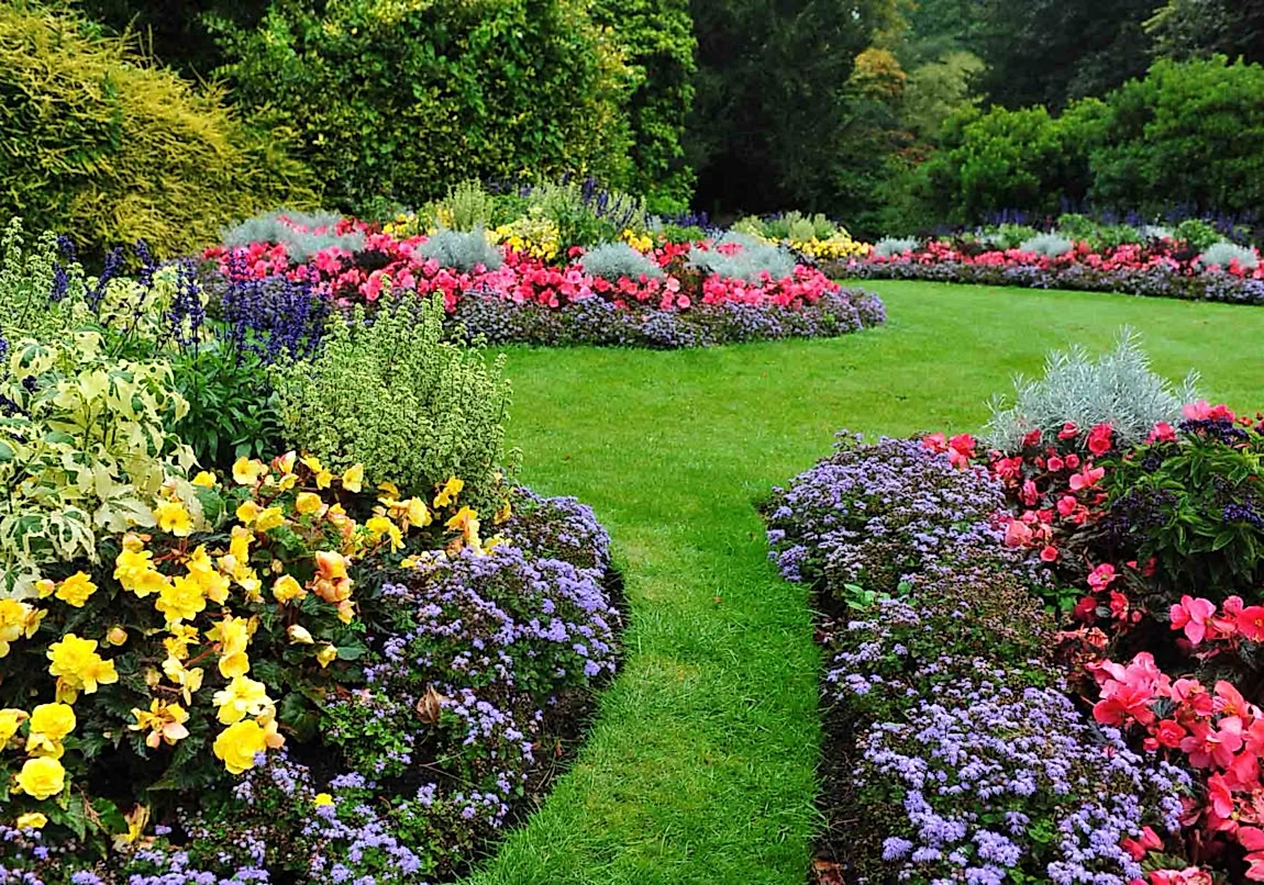 Planting flowers in a commercial landscape